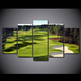 Modular Wall Art Canvas HD Prints Poster 5 Pieces Golf Course Paintings Green Trees Landscape Pictures