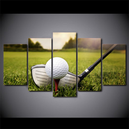 Modern Wall Canvas Art Poster 5 Pieces Golf Course Painting Modular Pictures HD Printed Green Land