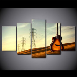 Painting Canvas HD Printed 5 Pieces Vintage Guitar Pictures Wall Art Music Instrument Poster