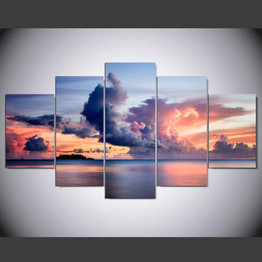 Painting Abstract Art Wall Picture Canvas Prints 5 Panel Beautiful Clouds Landscape