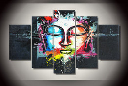 5 Panel Modern Abstract Buddha Art Painting Canvas Wall Art Picture Print