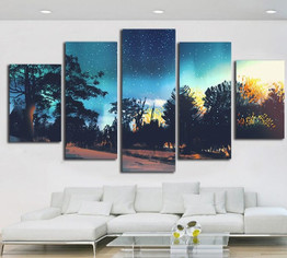 5 Pcs Forest Star Landscape Modern Oil Canvas Painting Wall Art Picture HD Printed on Canvas