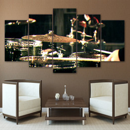 5 Pieces Canvas Paintings Printed Drummms Musical Instruments  Wall Art Canvas