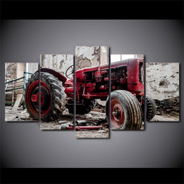 5 Pcs Canvas Art Old Broken Tractor HD Printed Wall Art Home Decor Canvas Painting Picture Poster Prints