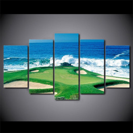 Canvas Paintings Printed 5 Pieces Golf Course Coast Wall Art Canvas Pictures For Living Room Bedroom Modular Home Decor