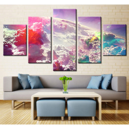 Framed Abstract 5 Panel Clouds Home Decor Canvas Print Painting Wall Art Picture