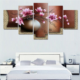 5 Piece Canvas Art Printed Vintage Flower Oil Paintings Canvas Picture for Living Room Wall Decor Paintings