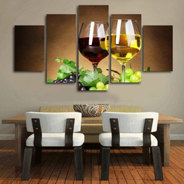 Printed Wine Glasses Alcohol Painting Canvas Print Room Decor Print Poster Picture