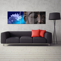 Canvas Wall Art Print Buddha Statue With Blue Flowers Wall Art Painting Pictures Print On Canvas