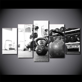 5 Piece Canvas Art Dumbbell Poster Gym HD Printed Wall Art Canvas Painting