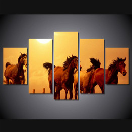 HD 5 piece Canvas Art Printed Horse Painting On Living Room Wall Art