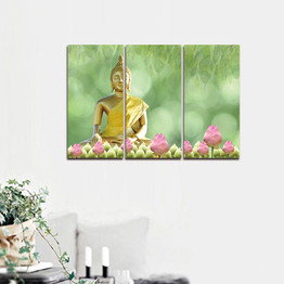 Framed 3pcs Canvas Art Printed Buddha Painting Picture Buddha Wall Canvas Picture Print