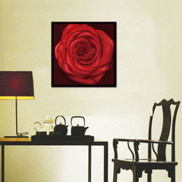 Canvas Print Wall Art Painting Front Red Rose Bright Rose Water On The Petal Paintings Artwork