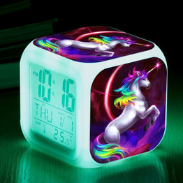 Unicorn Design  Changing Light Night LED Digital Small Alarm Clock