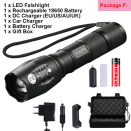 LED Rechargeable Waterproof Aluminum Tactical Camping Fishing Flashlight