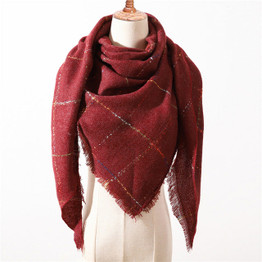 Winter Plaid Warm Cashmere Triangle Women Scarf Pashmina Shawls