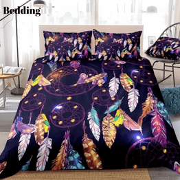 Purple Boho Style DreamCatcher Bedding Set