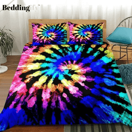 Tie-dyed Black Blue Bedding Set