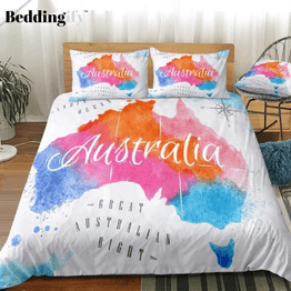 Colorful Watercolor Abstract Australia Map Bedding Set