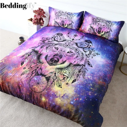 Galaxy Wolf Bedding Set