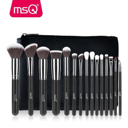 Professional 15pcs Makeup Brushes Set  With Leather Case
