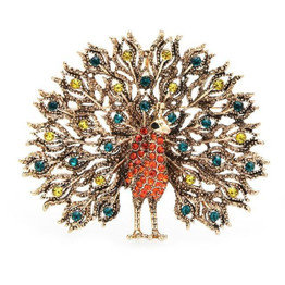 Sparkling Peacock Brooch