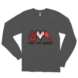 Peace Love Cardinals Baseball Long sleeve t-shirt-Made In USA
