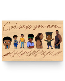 iWow Boys God Says You are Canvas Framed Poster Wall Hanging Home Room Decor Birthday Housewarming Wedding Gift