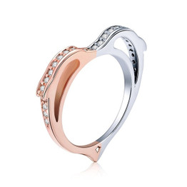 BAMOER Authentic 925 Sterling Silver Heart Dolphin Clear CZ Women Rings Wedding Jewelry Birthday Gift PA7187