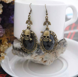 Skull gothic gemstone earrings