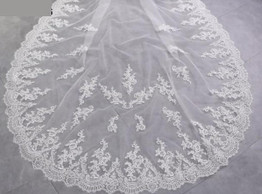 Lace Applique Wedding Veil Long White Ivory Cathedral Bridal Veil