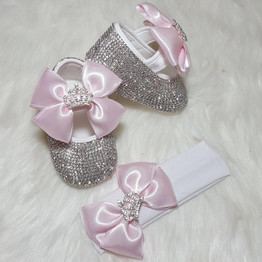 Crown Babydoll Crystals Shoes and Headband