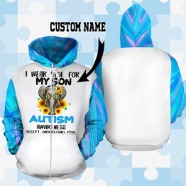 Autism Awareness I wear Blue Hoodie 3D custom TXX