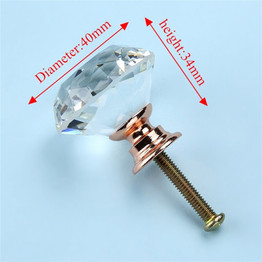 NAIERDI Gold Base Diamond Shape Design Crystal Glass Knobs Cupboard Pulls Drawer Knobs Kitchen Cabinet Handles Furniture Handle