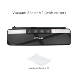 REELANX Vacuum Sealer V2 125W Built-in Cutter Automatic Food Packing Machine 10 Free Bags Best Vacuum Packer for Kitchen