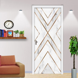 Striped Marble Waterproof Self-adhesive Door Sticker Wall Papers Home Decor Bedroom Living Room Kitchen Door Decoration Stickers