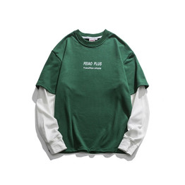 Youth Fake Two Pieces Japanese Streetwear Hoodies Men 2020 Pullover Mens Casual Sweatshirts Korean Fashions Hoodies