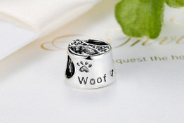 Dog Woof Charm 925 Sterling Silver, Pandora Charm, Fits Pandora Bracelets