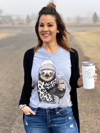 Sloth V-Neck Graphic Tee