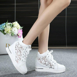 Ladies Shoes - Lace Loafers High Cut Casual Comfort  Sneakers
