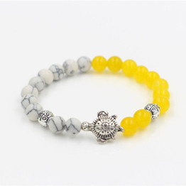 Sea Turtle Charm Green Quartz Stone Beads Bracelet