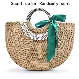 Straw bag portable woven beach handbag