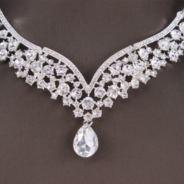 Baroque Crystal Water Drop Bridal Jewelry Sets Rhinestone Tiaras Crown Necklace Earrings for Bride Wedding