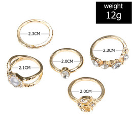 Moon Stars Crystal Rings 5 Set