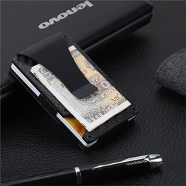 Carbon Fiber Credit Card Holder Carbon Fiber Slim Minimalist Wallet Front Pocket Wallet Credit Business Card Holder With Money Clip For Men (Black)