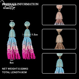 Dvacaman Brand  Layers Colorful Beads Tassel Fringes Earrings Women Boho Ethnic Long Drop Dangle Earrings Party Jewelry