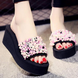 women slides with pearls Flip Flops Cute fashion style ladies slippers and sandals