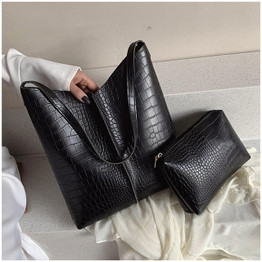 Crocodile Pattern Composite Bag Women Handbag Leather Shoulder Bag