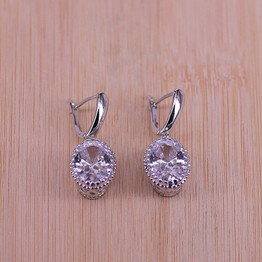 New Fashion Big Oval Cubic Zirconia  Silver Color Wedding Jewelry Sets