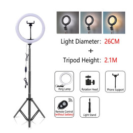 Dimmable LED Selfie Ring Light with Tripod USB Selfie Light Ring Lamp